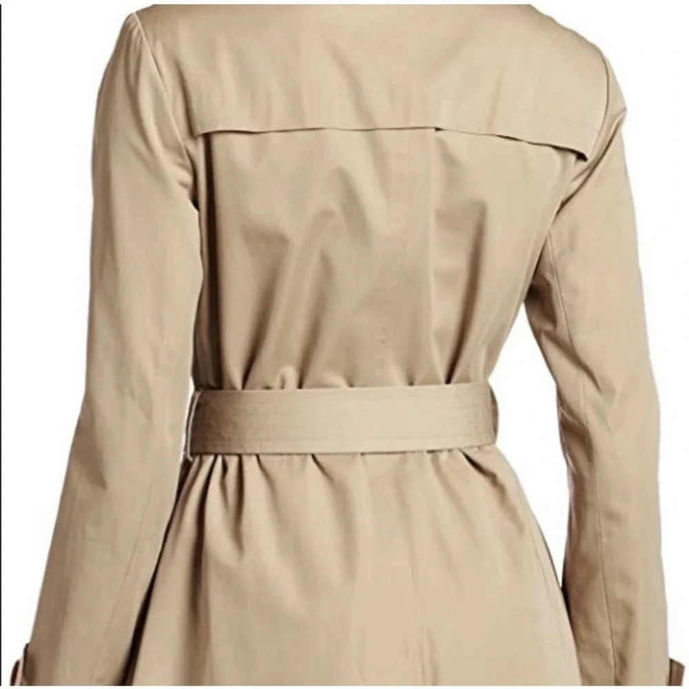 Michael Kors Women's Khaki Long Sleeve Cotton Blend Belted Trench Coat‎ Size L